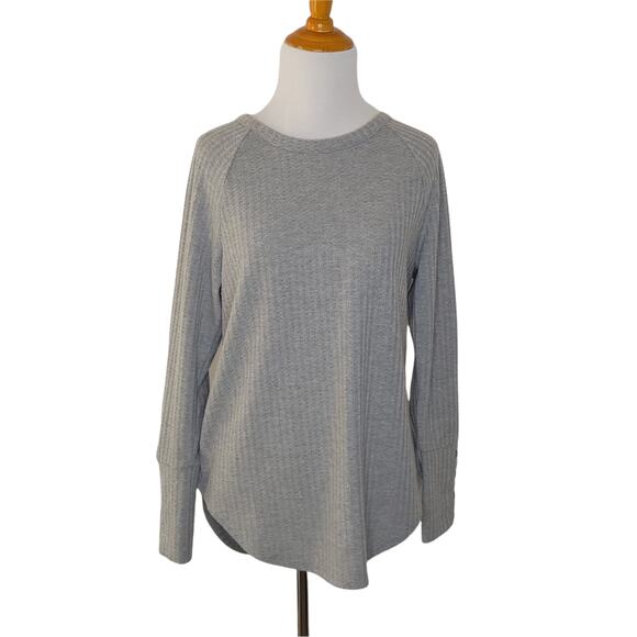 Chaser Thermal Waffle Long Sleeve Tee Gray Raglan Sleeve Medium - Picture 2 of 11